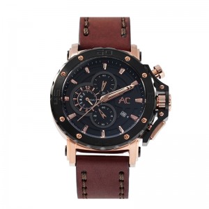 Alexandre Christie AC 9205 Rosegold Black Leather Boy Size BCLBRBA